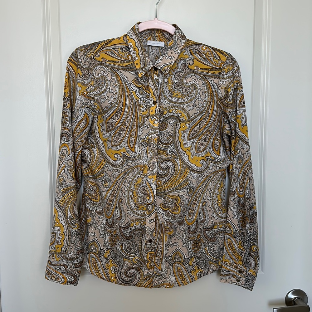 Vintage, New York & Company, Yellow Paisley Button Down, Small